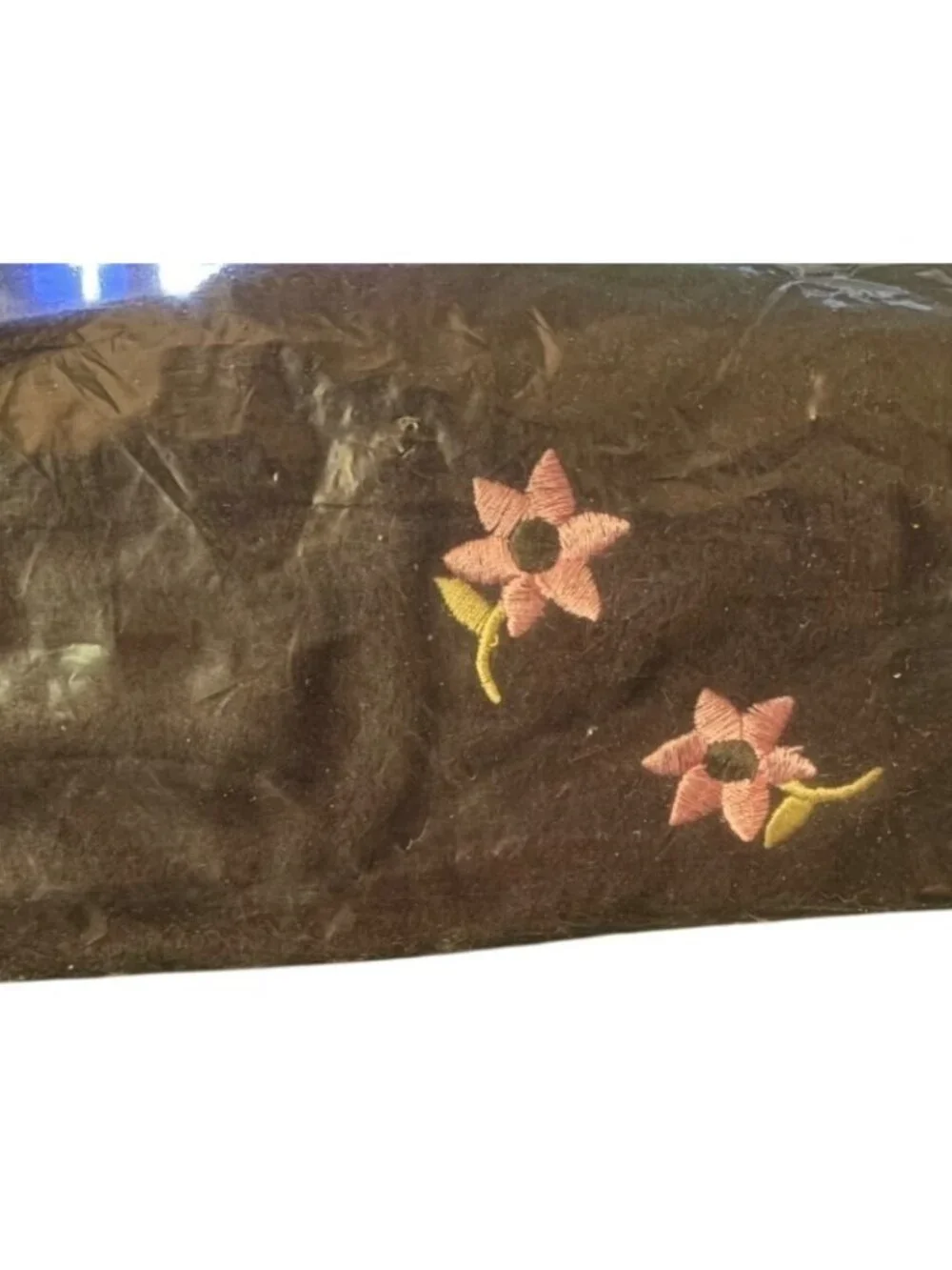 Womens Warm-Up Embroidered Fleece Gloves Black 1 Size Fits All Floral Design NWT